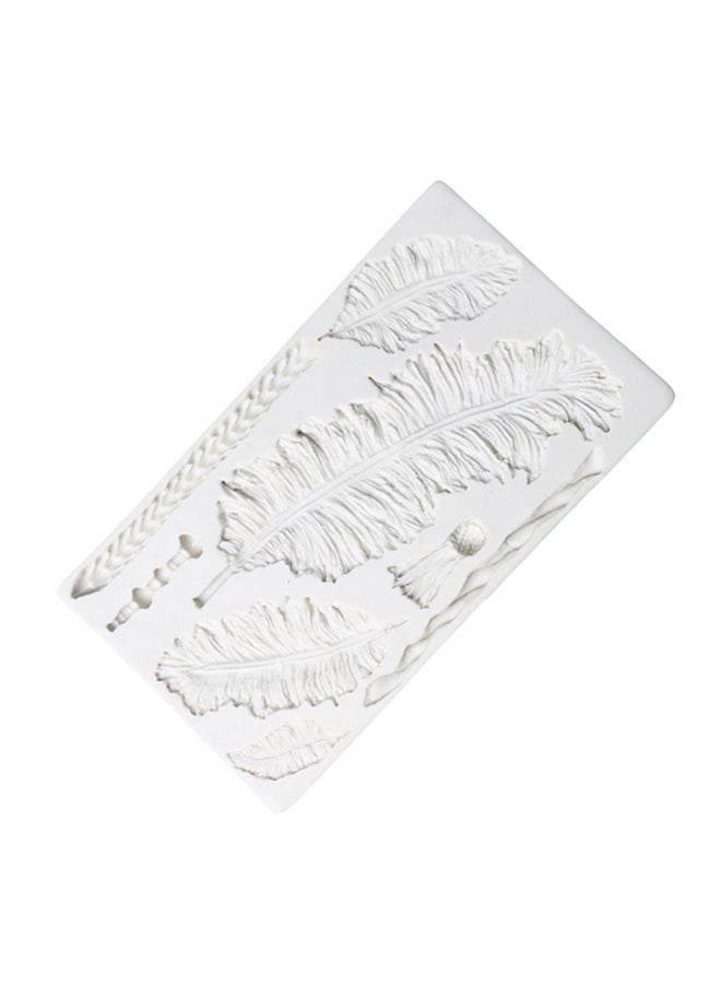 فيس مايل قالب سيليكون لتزيين الكعك بتصميم إطار مزخرف وريش طيور أبيض 22سم - Image 3